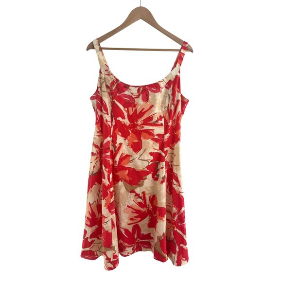 R&K Red Coral Floral Print Cotton Fit & Flare Sundress Size 14 Summer Wedding - Picture 5 of 6